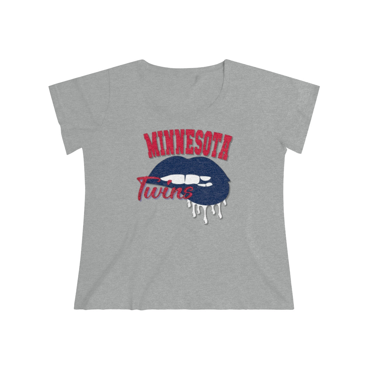 MN Twins Baseball Dripping Lips Curvy Tee