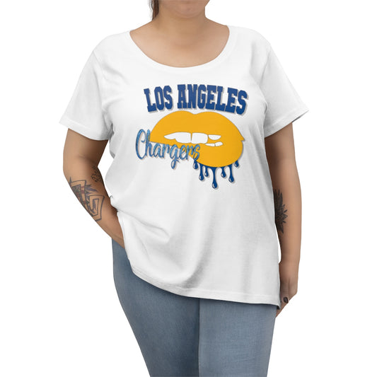 Chargers inspired Football Dripping Lips  Women's Curvy Tee