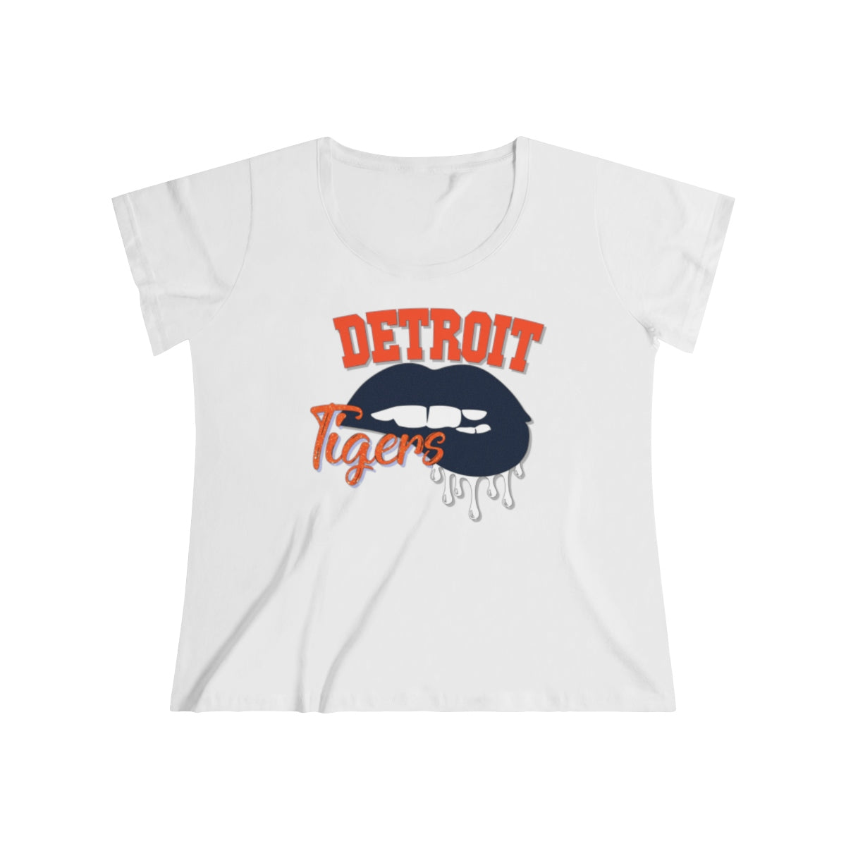 Detroit Tigers inspired Baseball Dripping Lips Women's Curvy Tee