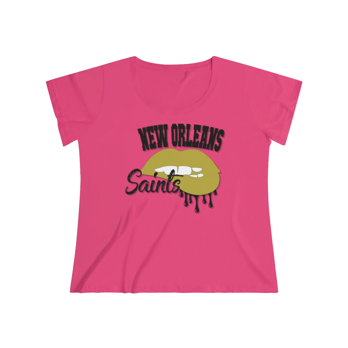 New Orleans Saints inspired Football Dripping Lips Women's Curvy Tee
