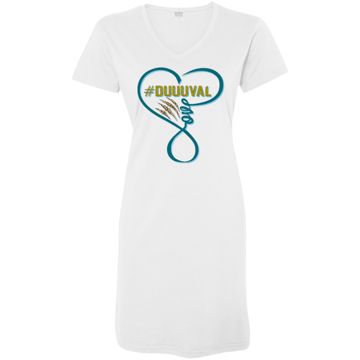 #Duuuval Infinity Heart Jaguars inspired Tee shirt dress V-Neck Fine Jersey Cover-Up
