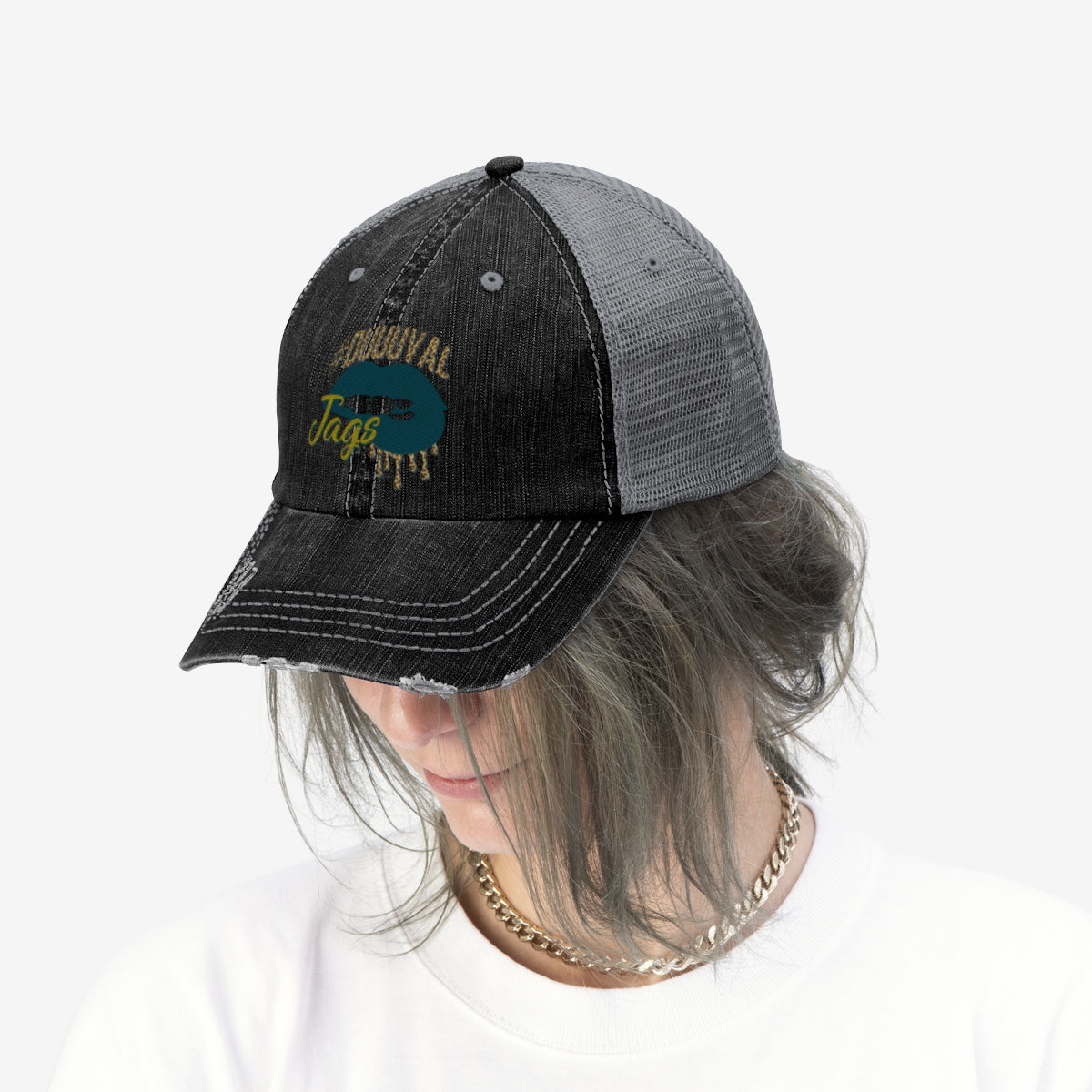 Jaguars Inspired Dripping Lips Unisex Trucker Hat Adjustable