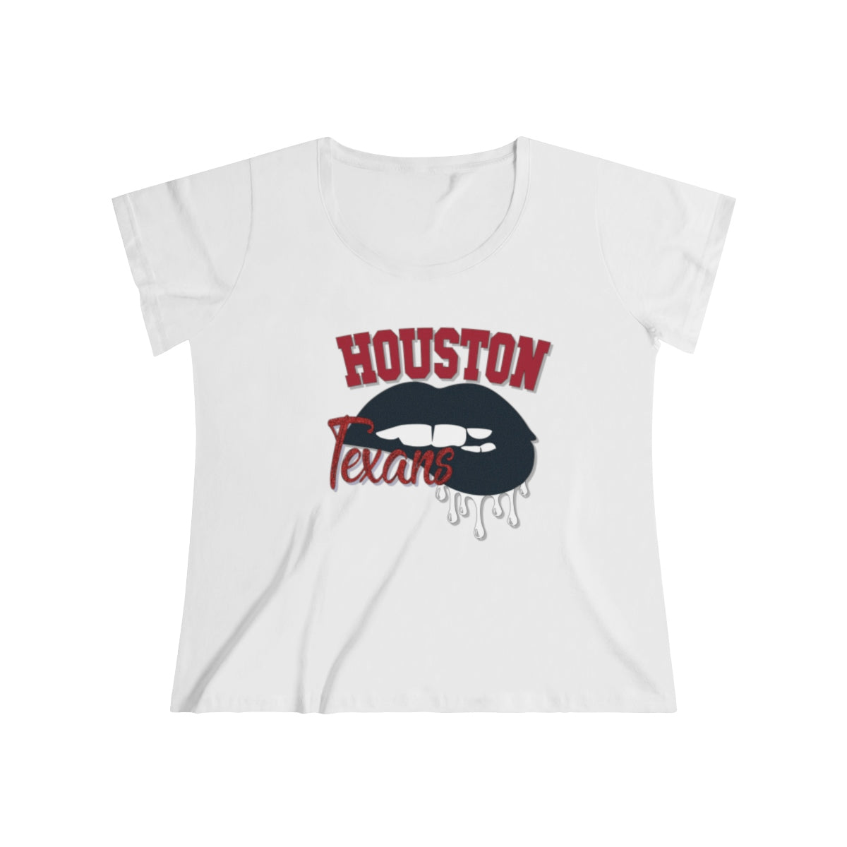 Houston Texans inspired Football Dripping Lips  Women's Curvy Tee
