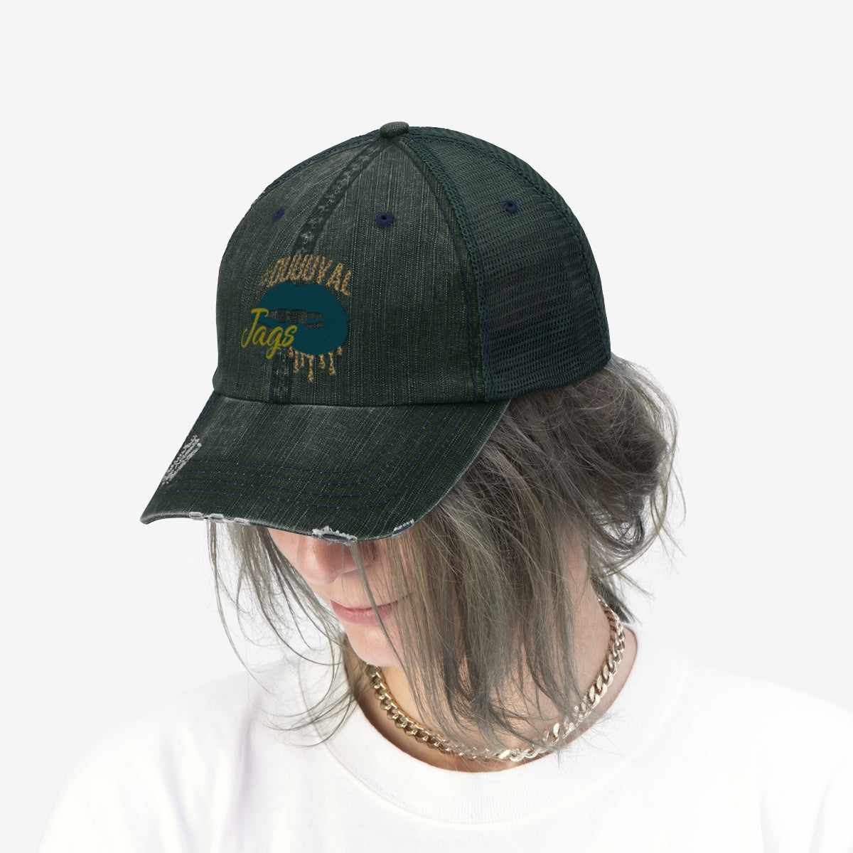 Jaguars Inspired Dripping Lips Unisex Trucker Hat Adjustable