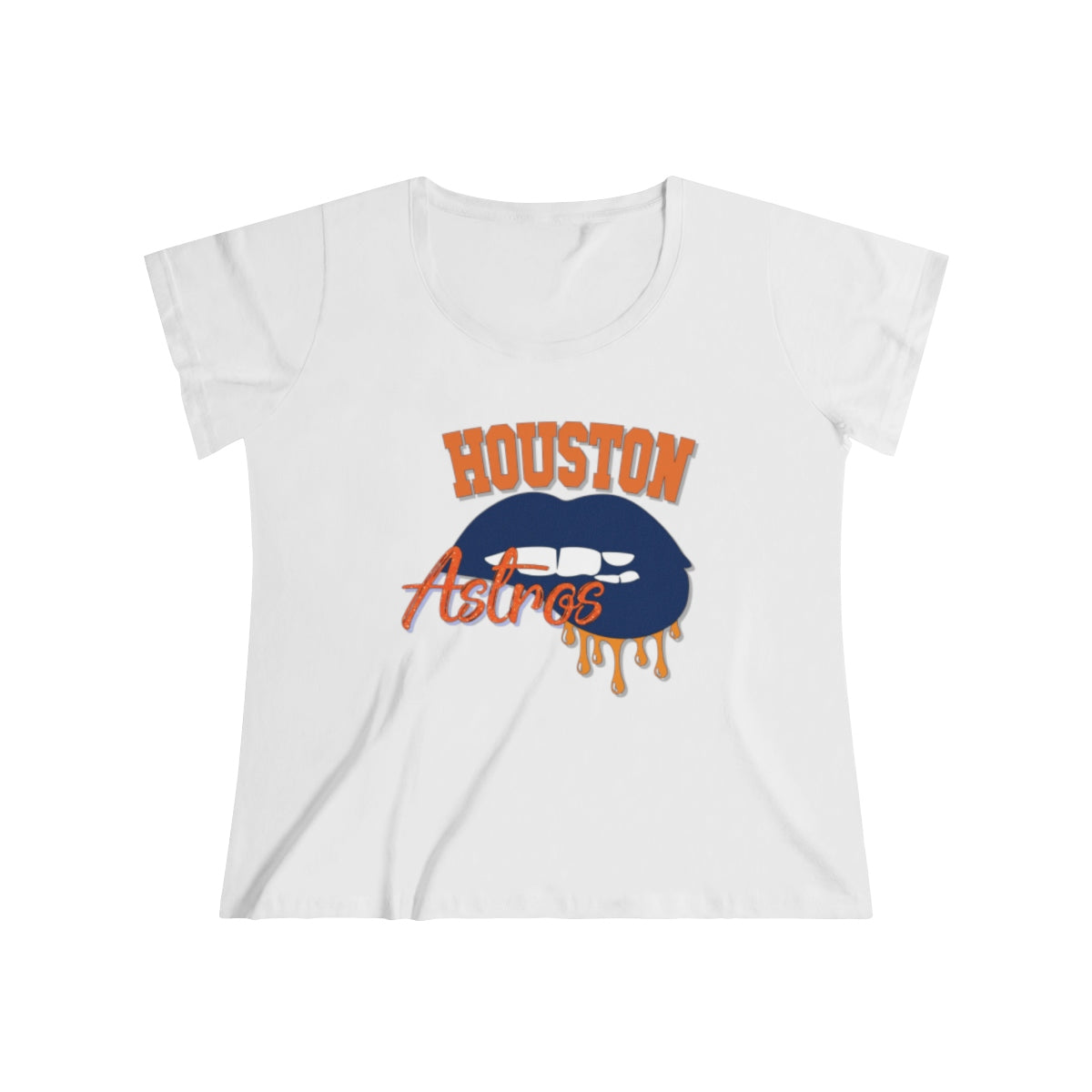 Houston Astros inspired Baseball Dripping Lips Women's Curvy Tee