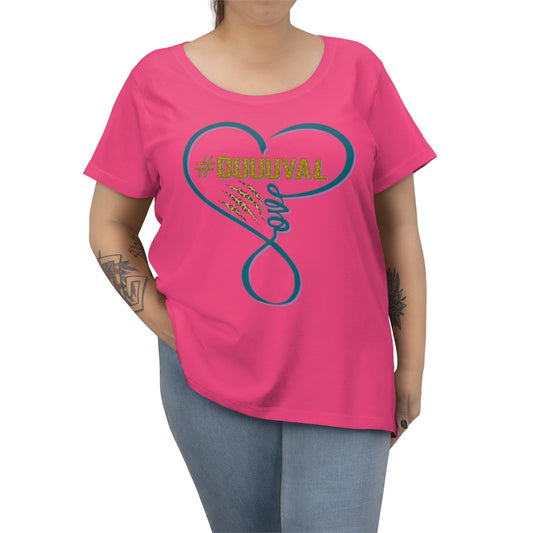 Jaguars inspired #Duuuval Infinity Love Heart Women's Curvy Football Tee