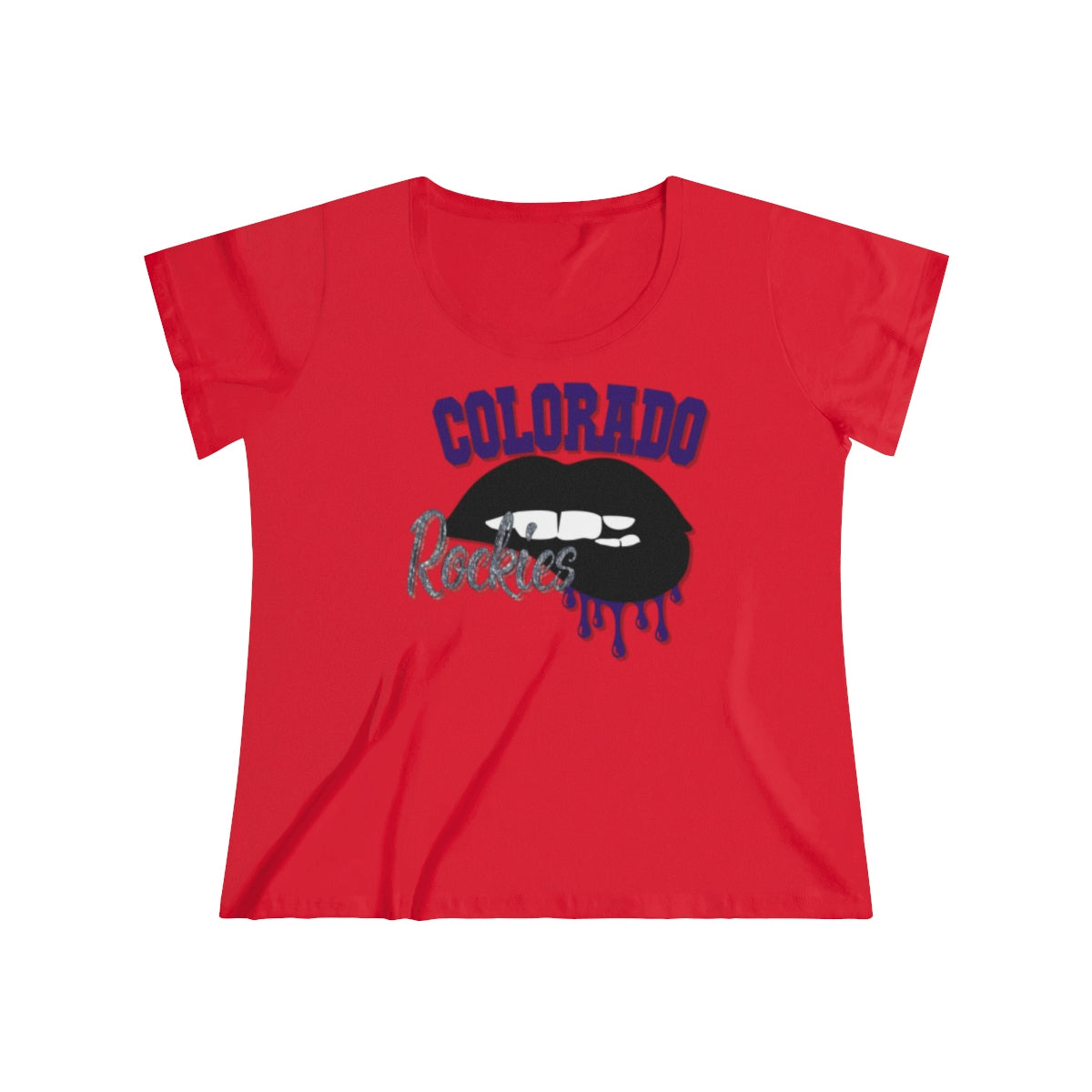 Colorado Rockies inspired Baseball Dripping Lips Women's Curvy Tee