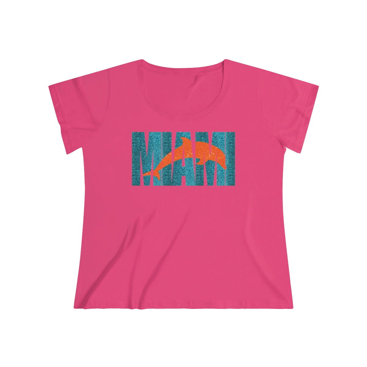 Miami Dolphins Ombre Glitter Text Tee
