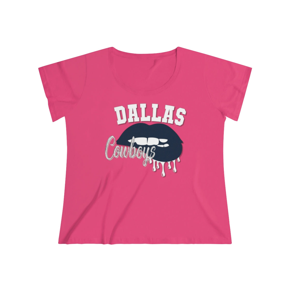 Cowboys inspired Football Dripping Lips Women's Curvy Tee