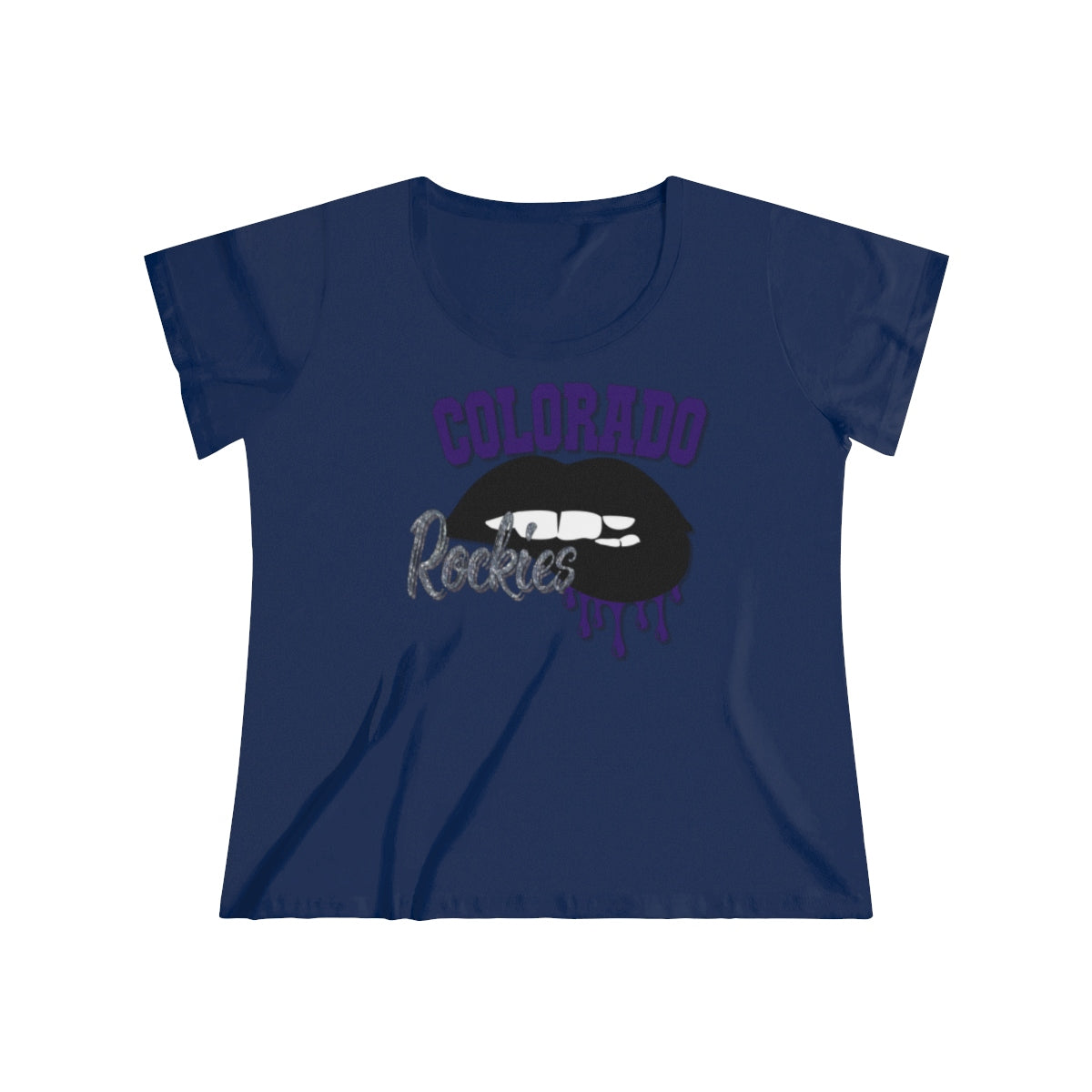 Colorado Rockies inspired Baseball Dripping Lips Women's Curvy Tee
