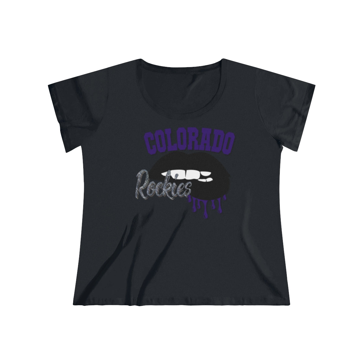 Colorado Rockies inspired Baseball Dripping Lips Women's Curvy Tee