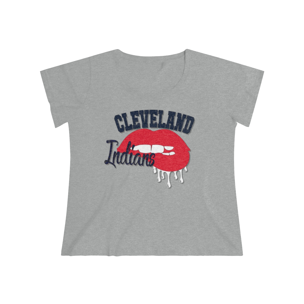 Cleveland Indians inspired Baseball Dripping Lips Women's Curvy Tee