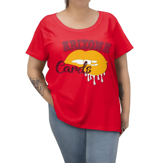 Arizona Cardinals inspired Football Dripping Lips Women's Curvy Tee