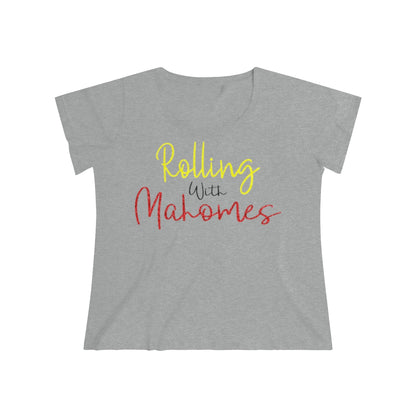 Chiefs inspired Rolling with Mahomes Football Women's Curvy Tee