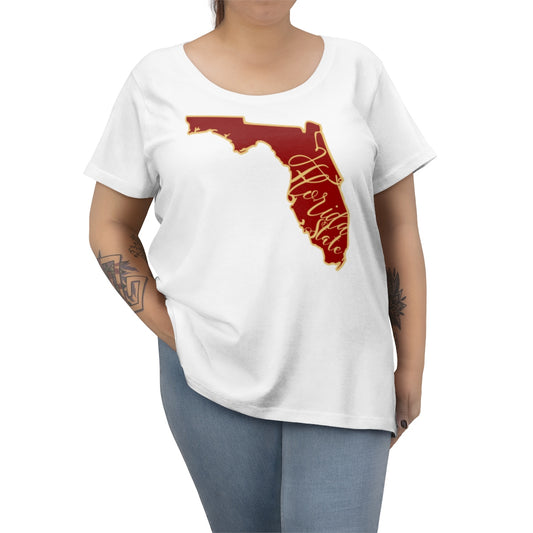 Florida State University Inspired State Outline Women's Curvy Tee