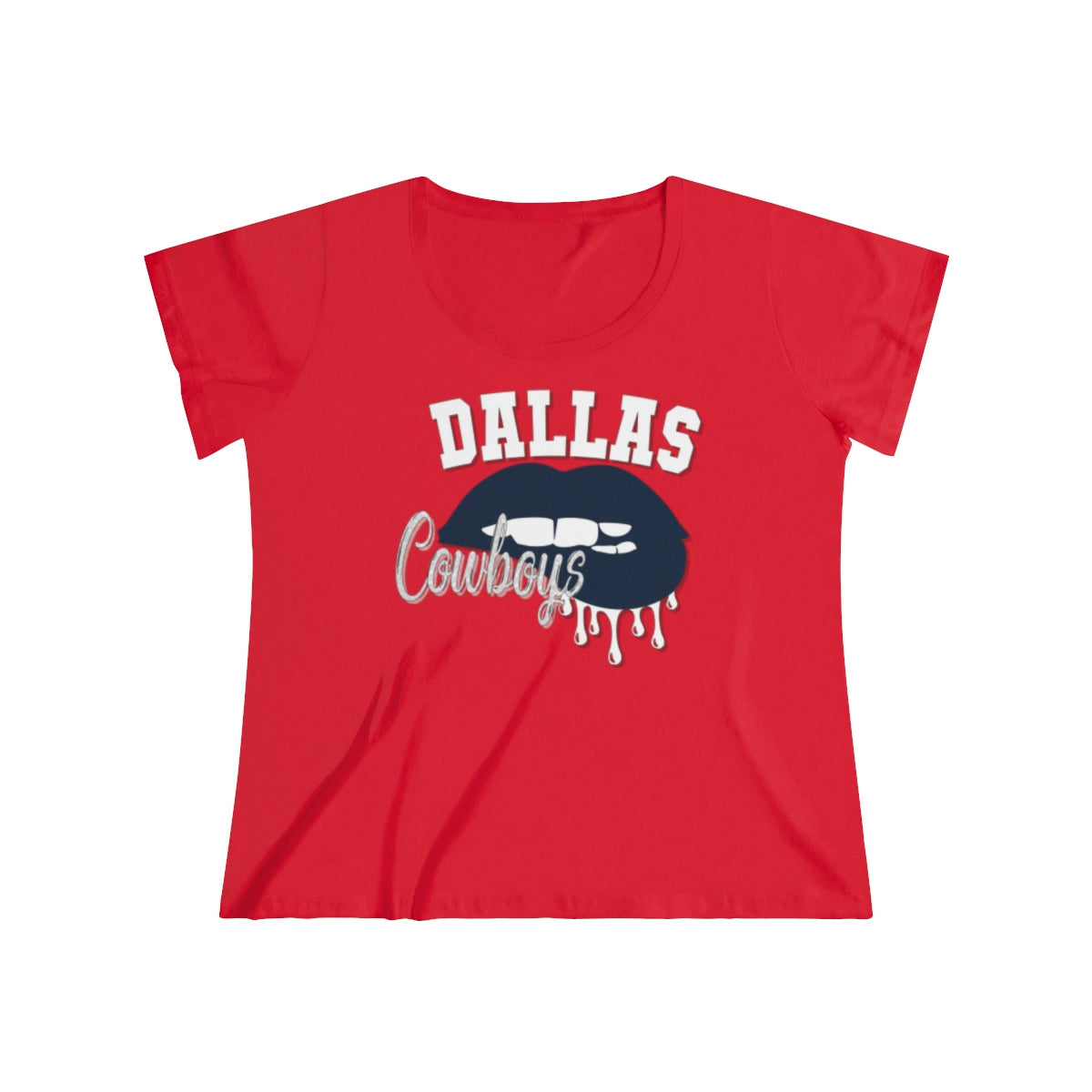 Cowboys inspired Football Dripping Lips Women's Curvy Tee