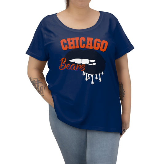 Chicago Bears inspired Football Dripping Lips Women's Curvy Tee