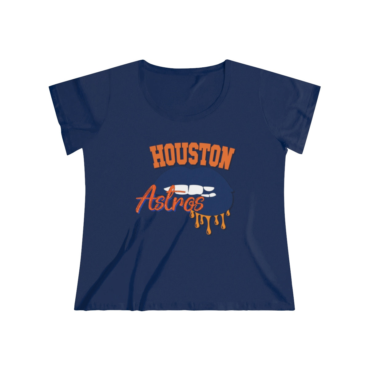 Houston Astros inspired Baseball Dripping Lips Women's Curvy Tee