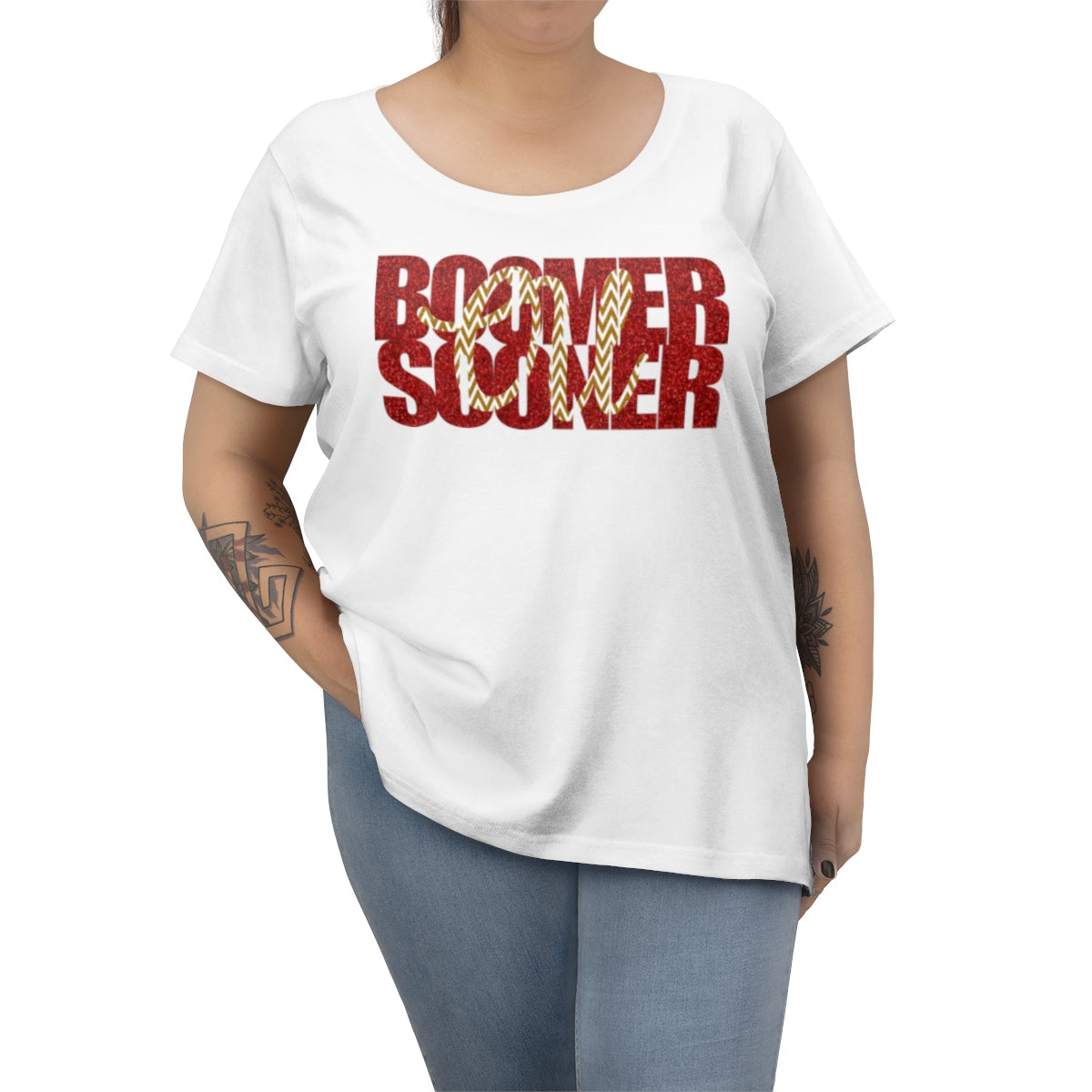Boomer Sooner Oklahoma University Inspired Women's Curvy Tee