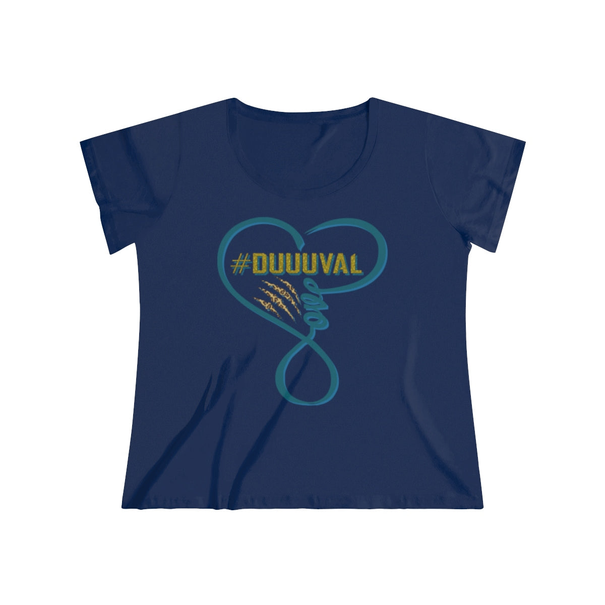 Jaguars inspired #Duuuval Infinity Love Heart Women's Curvy Football Tee