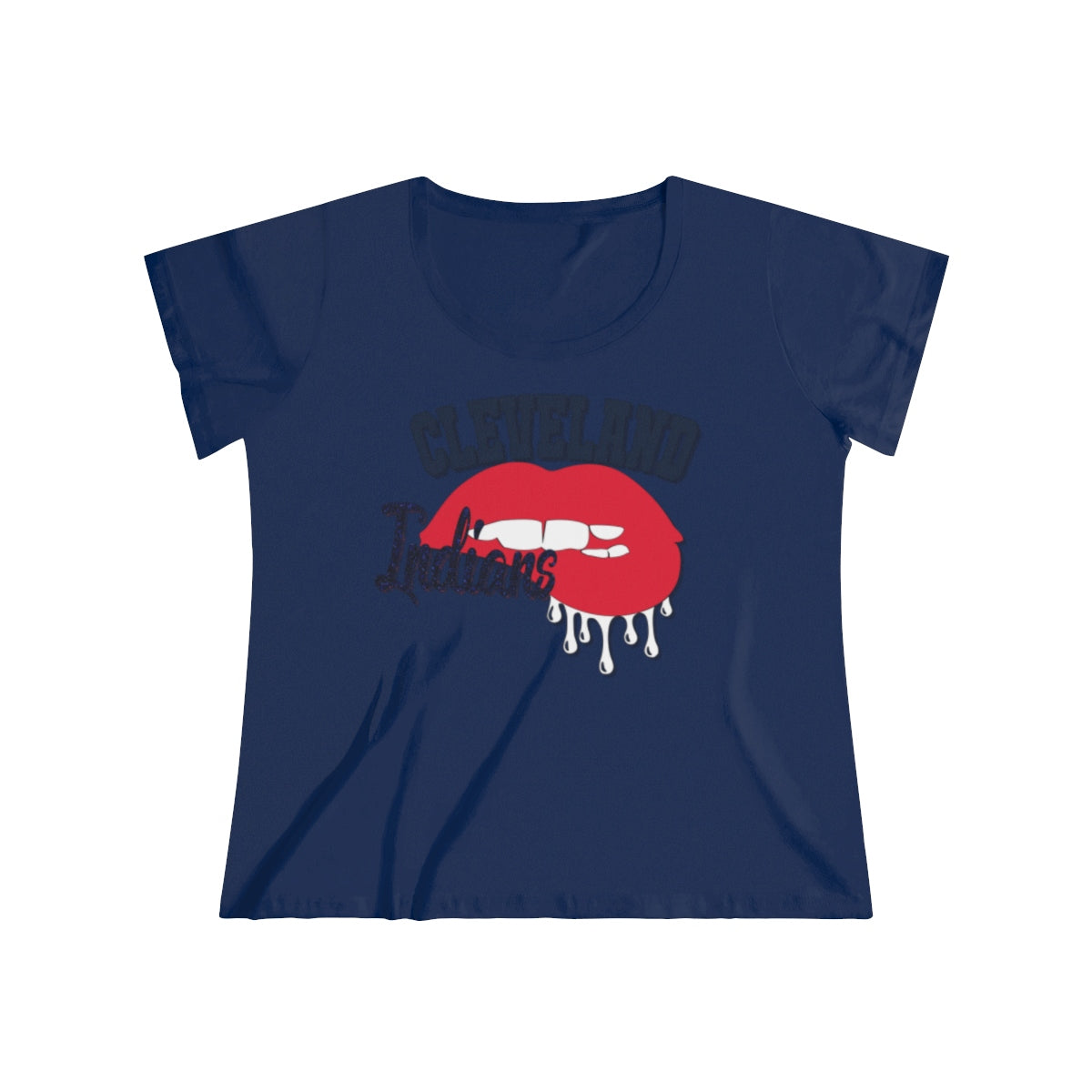 Cleveland Indians inspired Baseball Dripping Lips Women's Curvy Tee