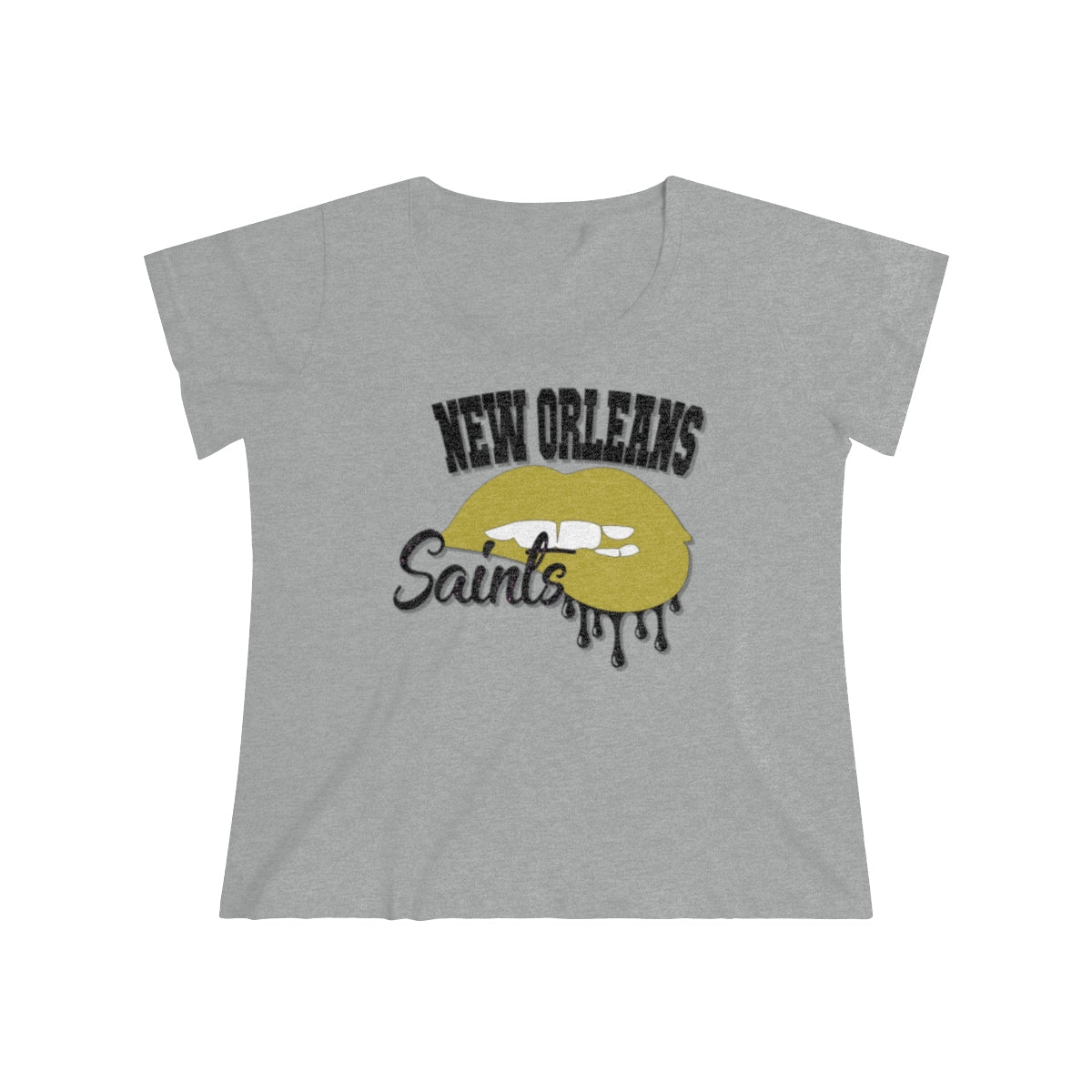 New Orleans Saints inspired Football Dripping Lips Women's Curvy Tee