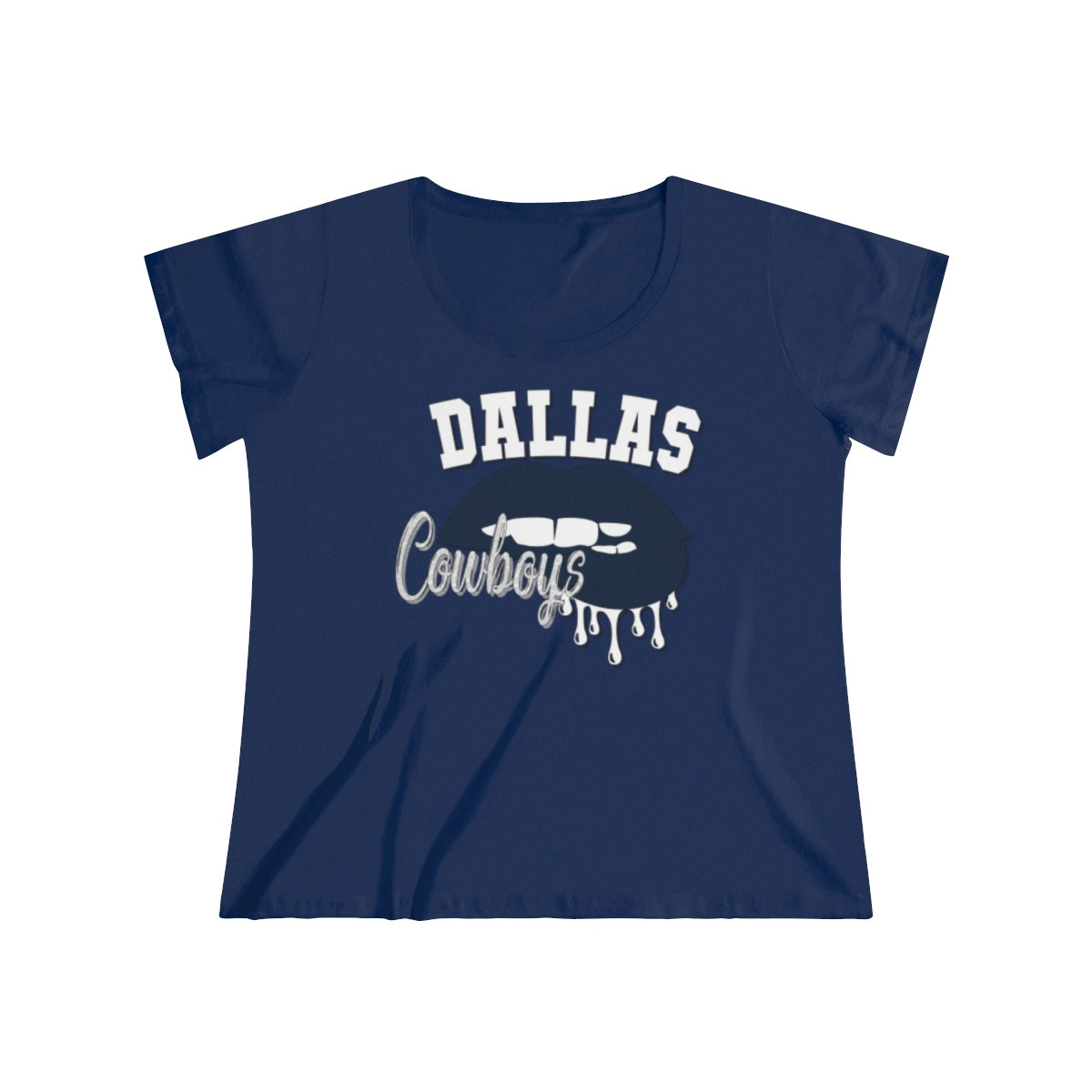Cowboys inspired Football Dripping Lips Women's Curvy Tee