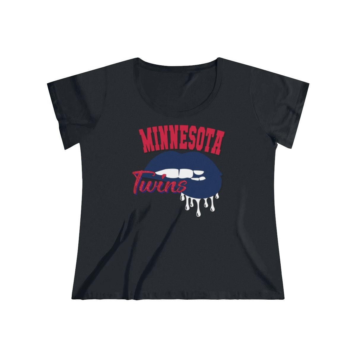 MN Twins Baseball Dripping Lips Curvy Tee