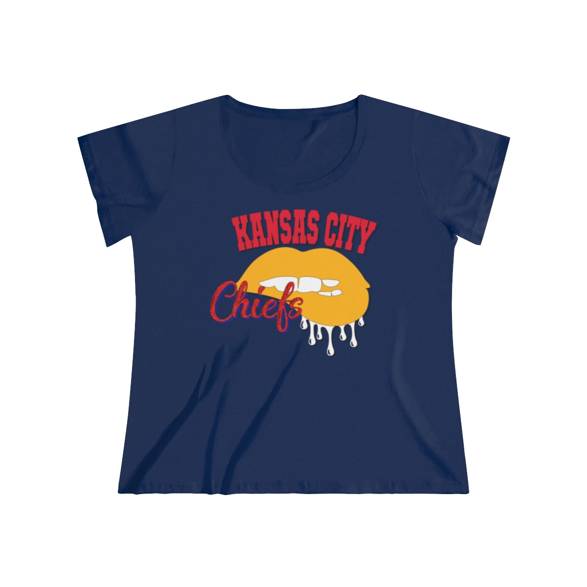 Kansas City Chiefs inspired Football Dripping Lips Women's Curvy Tee