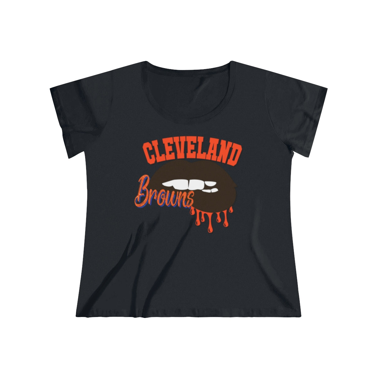 Cleveland Browns inspired Football Dripping Lips Women's Curvy Tee