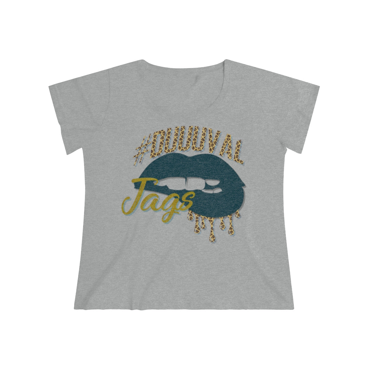 Jacksonville Jaguars inspired #Duuuval Football Dripping Lips Women's Curvy Tee