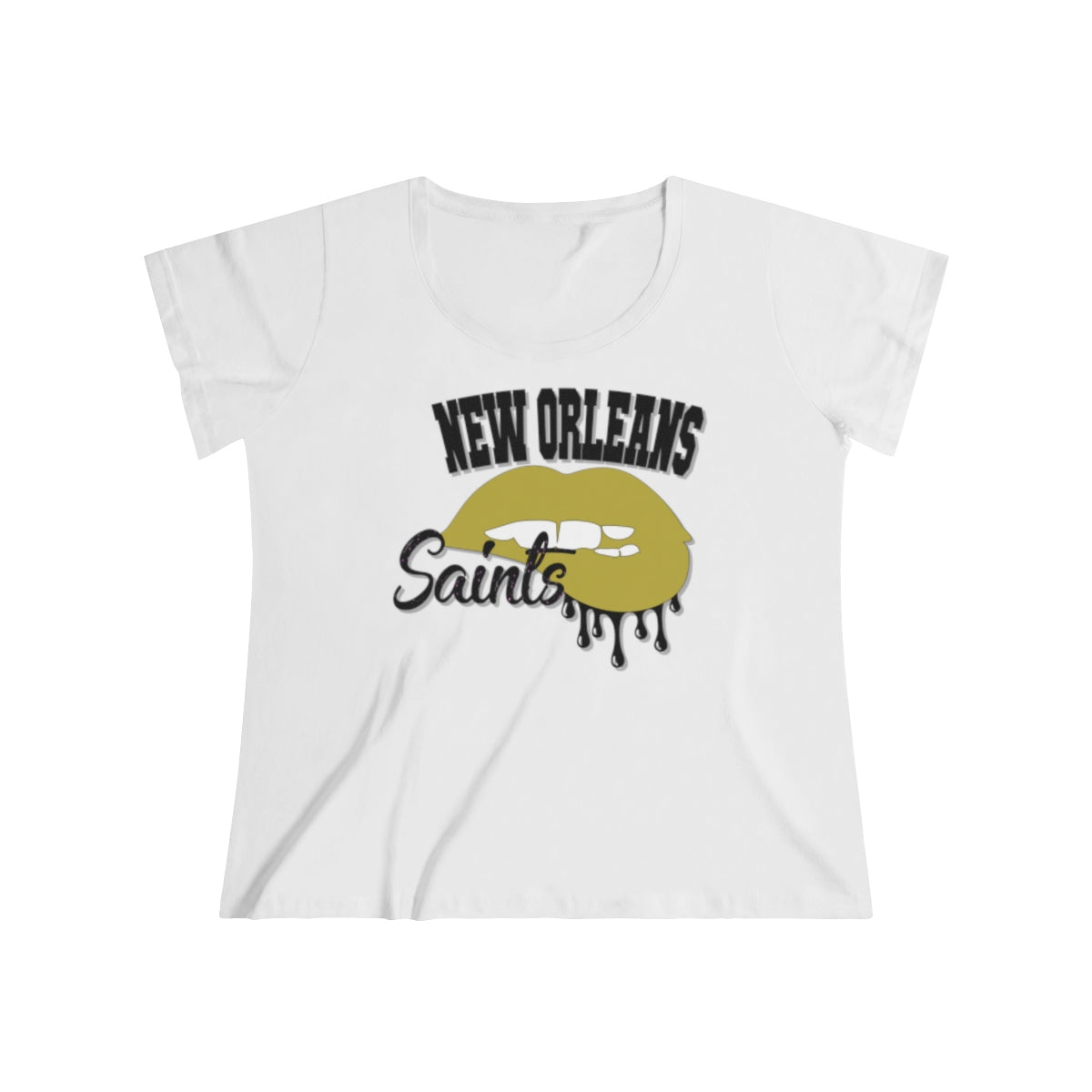 New Orleans Saints inspired Football Dripping Lips Women's Curvy Tee