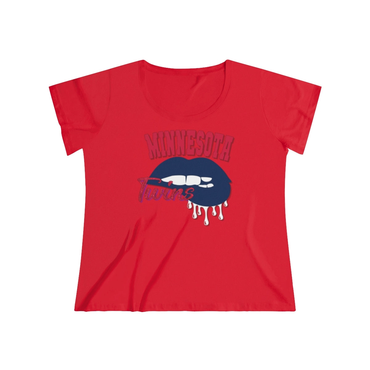 MN Twins Baseball Dripping Lips Curvy Tee