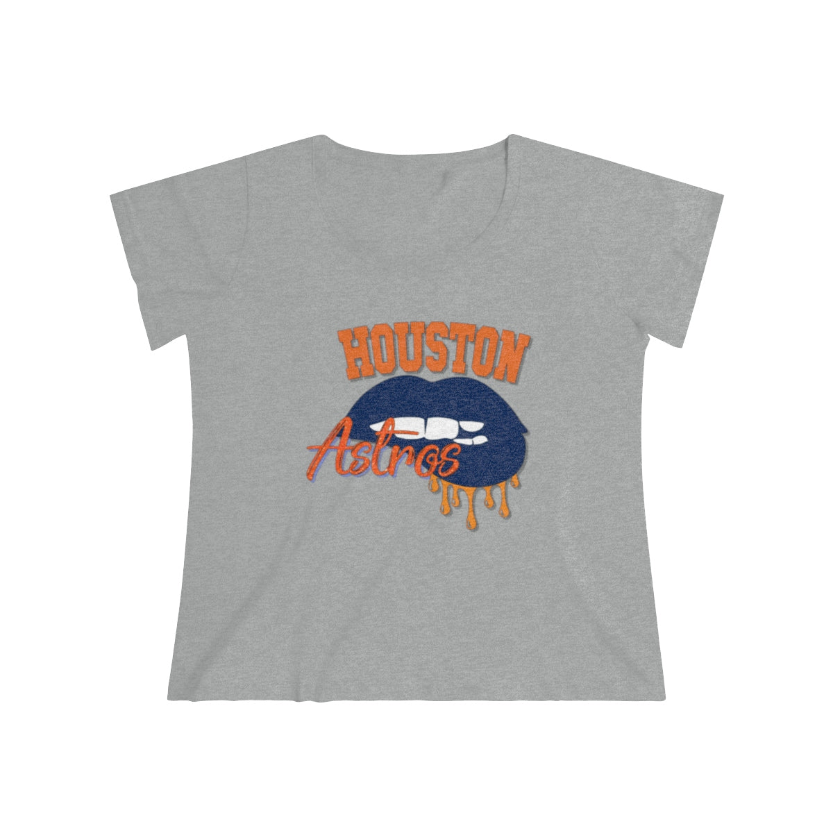Houston Astros inspired Baseball Dripping Lips Women's Curvy Tee