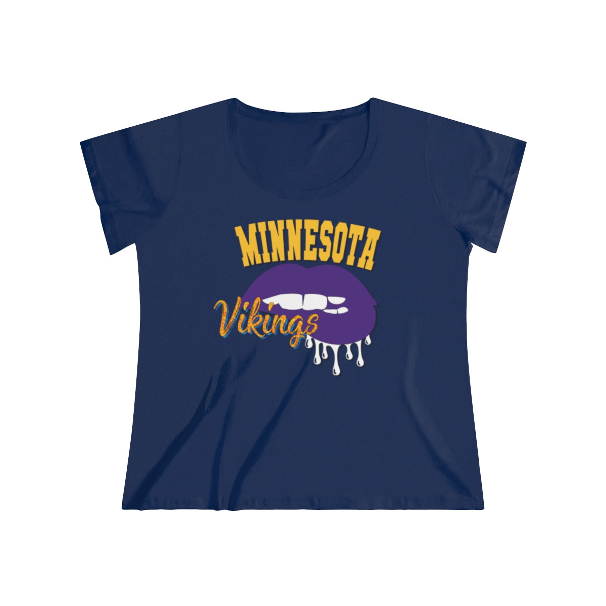 Vikings inspired Football Dripping Lips Women's Curvy Tee