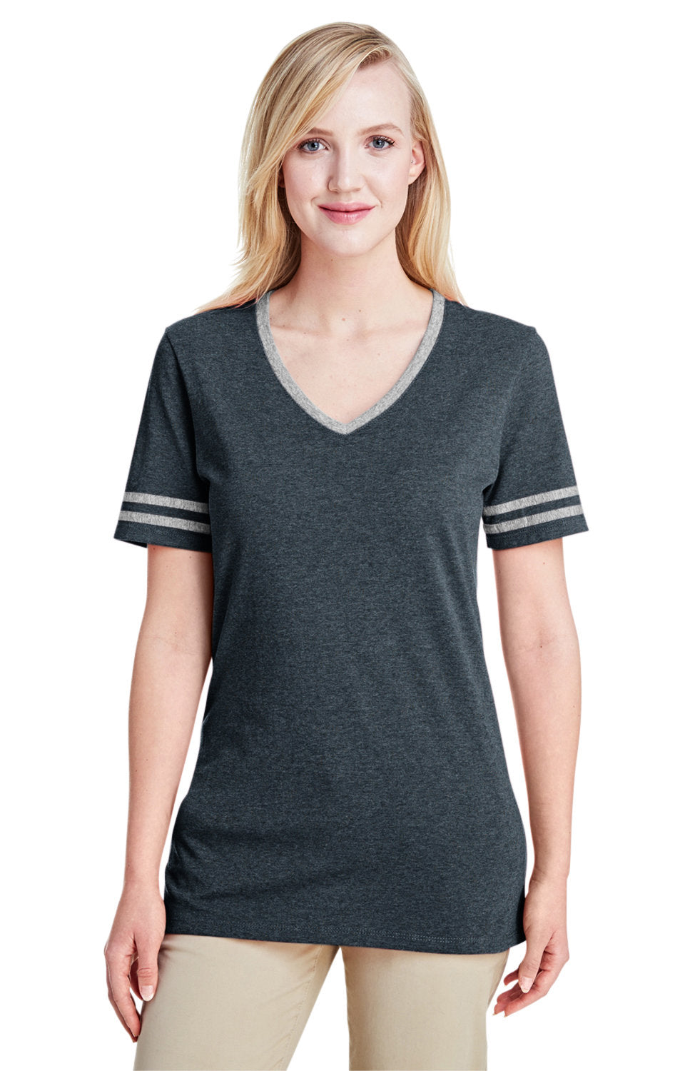 Athletic Ladies Cut V-Neck Tri-Blend Tee