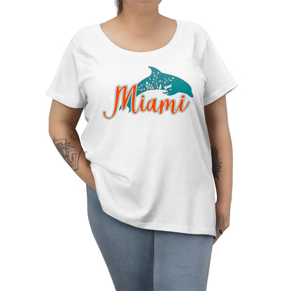 Miami Dolphins Inspired Floral Dolphin Women's Curvy Tee