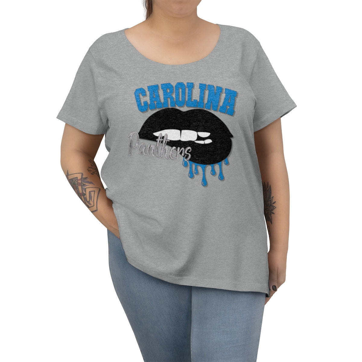 Cleveland Browns inspired Football Dripping Lips Women's Curvy Tee