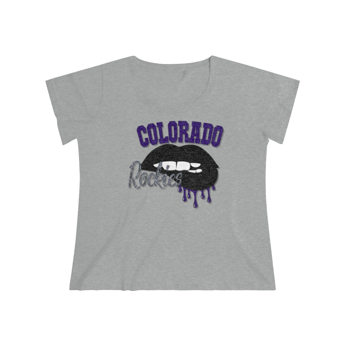 Colorado Rockies inspired Baseball Dripping Lips Women's Curvy Tee