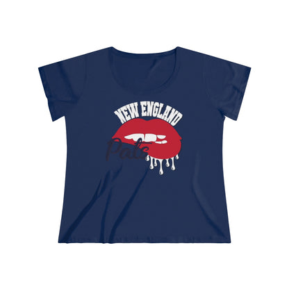 New England Patriots inspired Football Dripping Lips Women's Curvy Tee