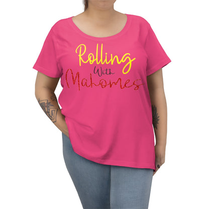 Chiefs inspired Rolling with Mahomes Football Women's Curvy Tee