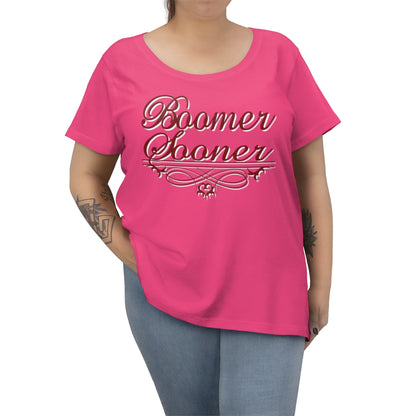 Boomer Sooner OU Inspired Geo-tag Women's Curvy Tee