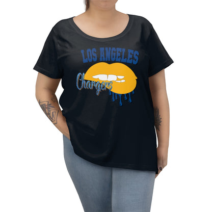Chargers inspired Football Dripping Lips  Women's Curvy Tee