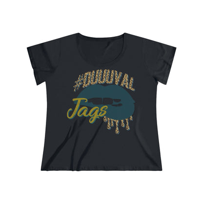 Jacksonville Jaguars inspired #Duuuval Football Dripping Lips Women's Curvy Tee