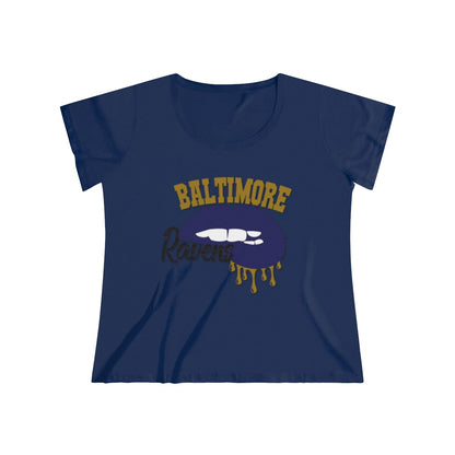 Baltimore Ravens inspired Football Dripping Lips Women's Curvy Tee