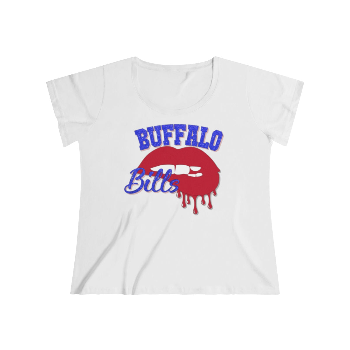 Buffalo Bills inspired Football Dripping Lips  Women's Curvy Tee