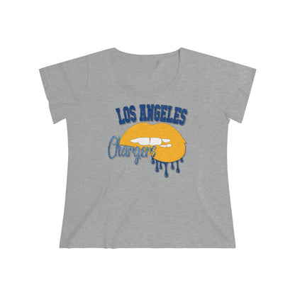 Chargers inspired Football Dripping Lips  Women's Curvy Tee