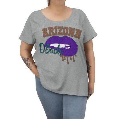 Arizona Diamondback inspired Baseball Dripping Lips Women's Curvy Tee (Retro colors)