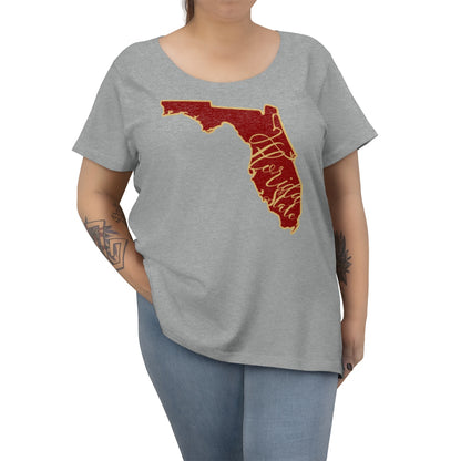 Florida State University Inspired State Outline Women's Curvy Tee