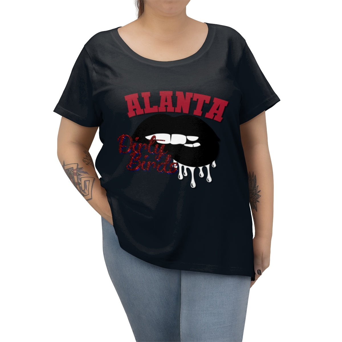 Atlanta "Dirty Birds" Falcons inspired Football Dripping Lips Women's Curvy Tee